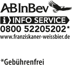 Anheuser-Busch InBev, Info-Service: 0800 52205202 - Gebührenfrei, www.franziskaner-weissbier.de